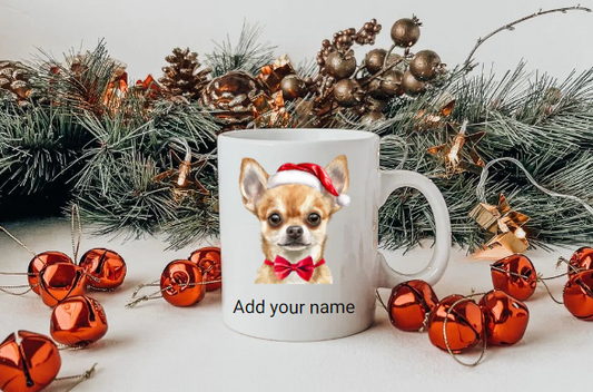 Personalised Christmas Dog  Design  Mug – Custom Name Ceramic 11oz