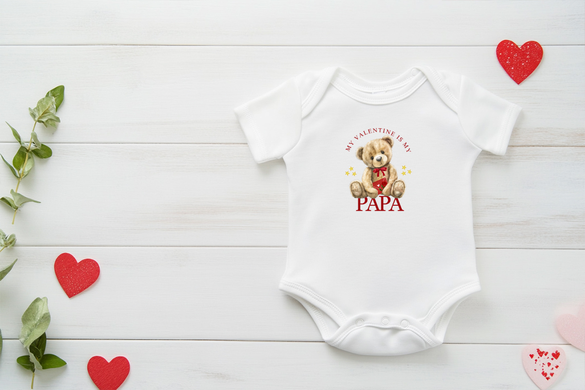 Baby Bodysuit with Heartfelt Valentine’s Design, PAPA