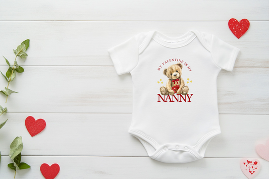 Baby Bodysuit with Heartfelt Valentine’s Design, NANNY