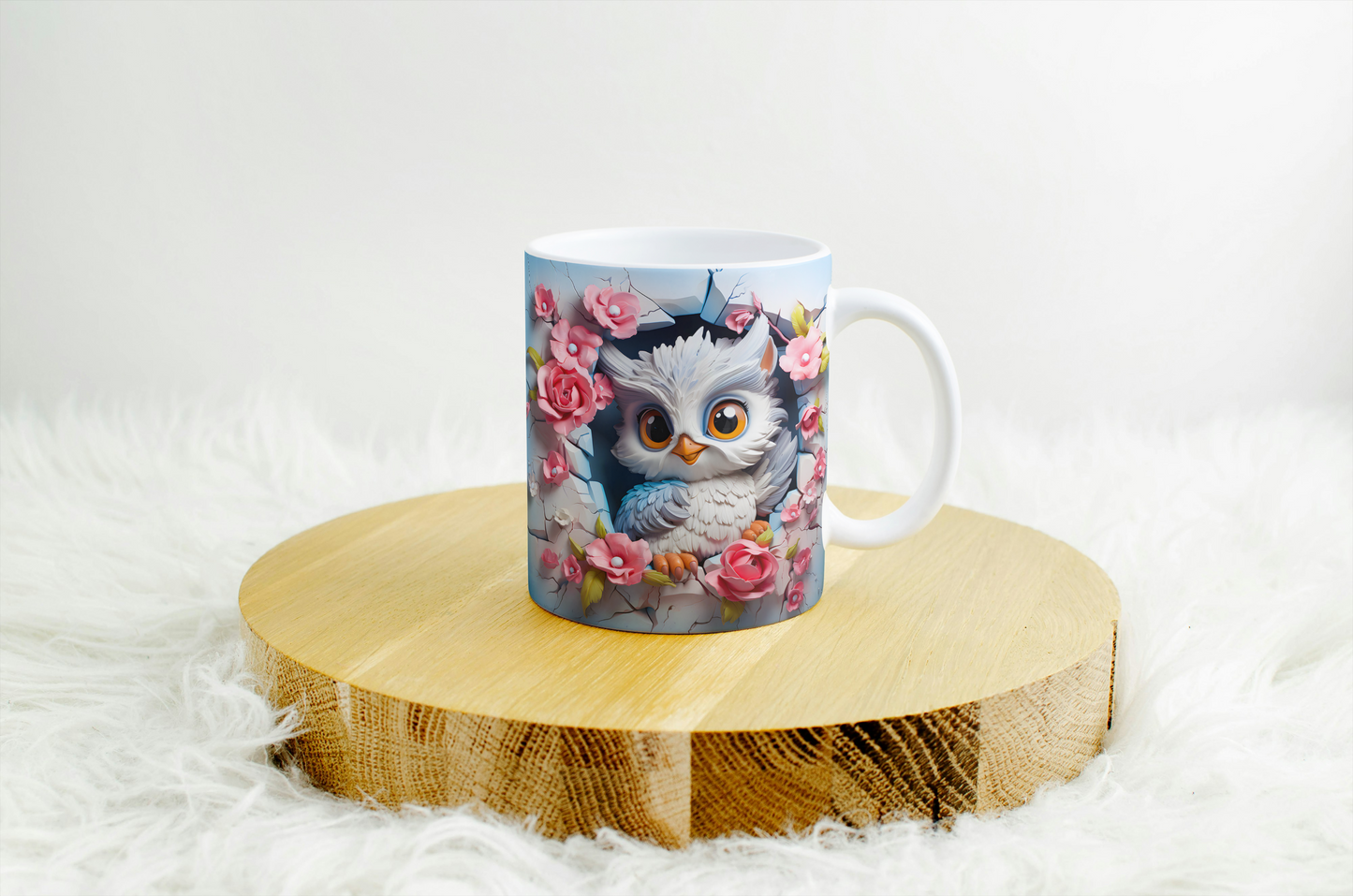 11oz mug with 3d design . owl .