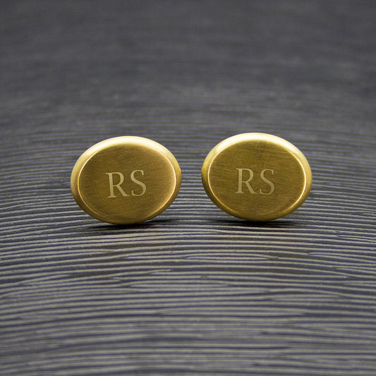 Personalised Men's Gold Oval Cufflinks