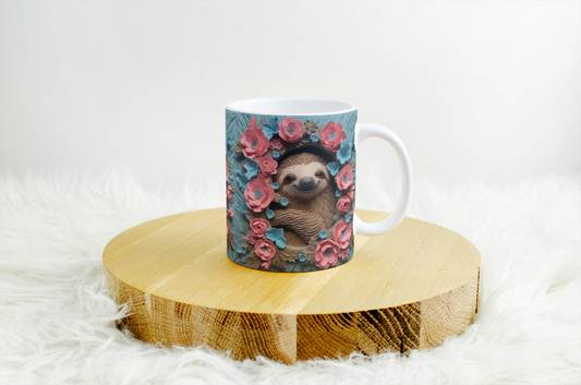 11oz mug with 3d design. sloth.