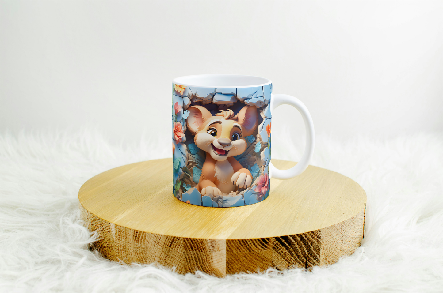 11oz mug with 3d design . lion .