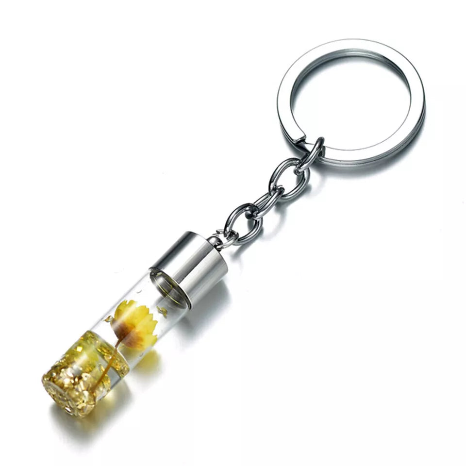 Personalised Novelty Keyring Floral Flower Keychain Eternal Nature Pendant Gift
