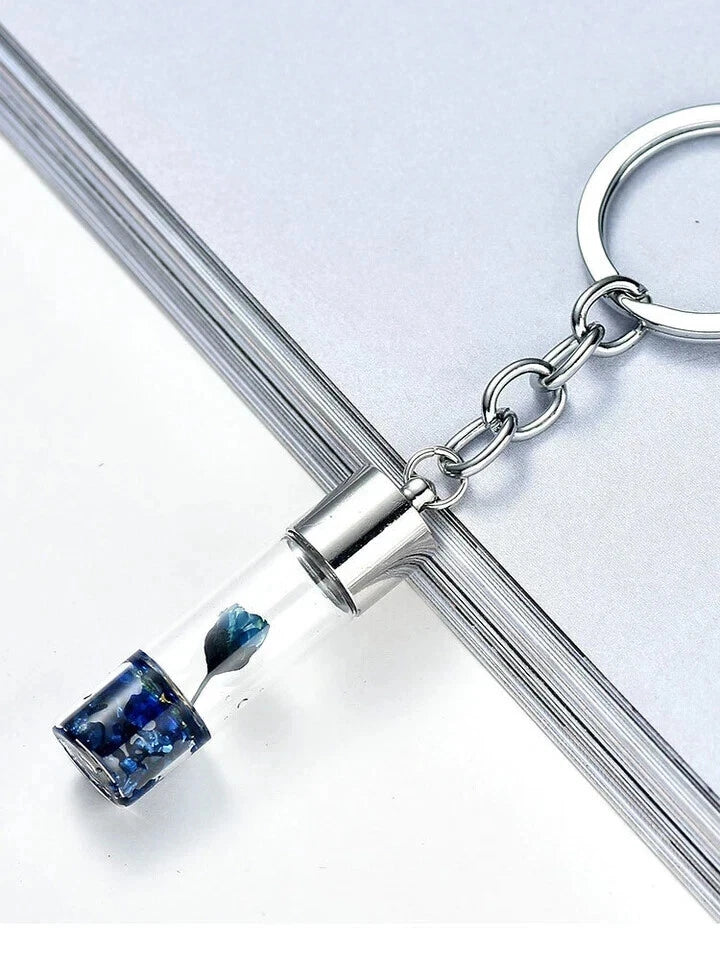 Personalised Novelty Keyring Floral Flower Keychain Eternal Nature Pendant Gift