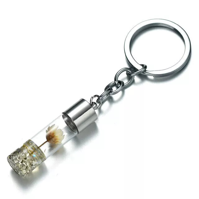 Personalised Novelty Keyring Floral Flower Keychain Eternal Nature Pendant Gift
