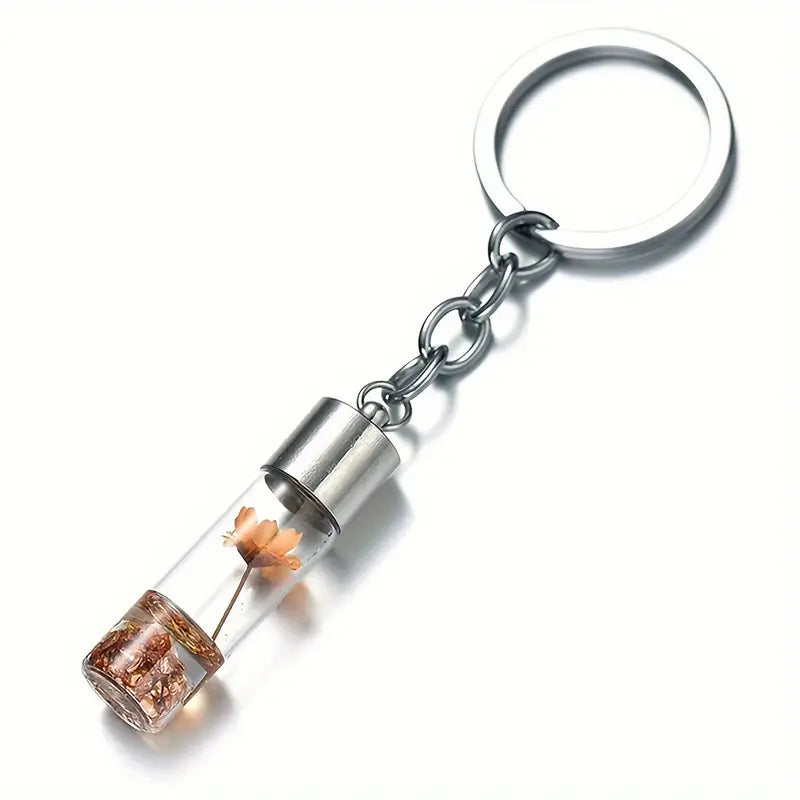Personalised Novelty Keyring Floral Flower Keychain Eternal Nature Pendant Gift